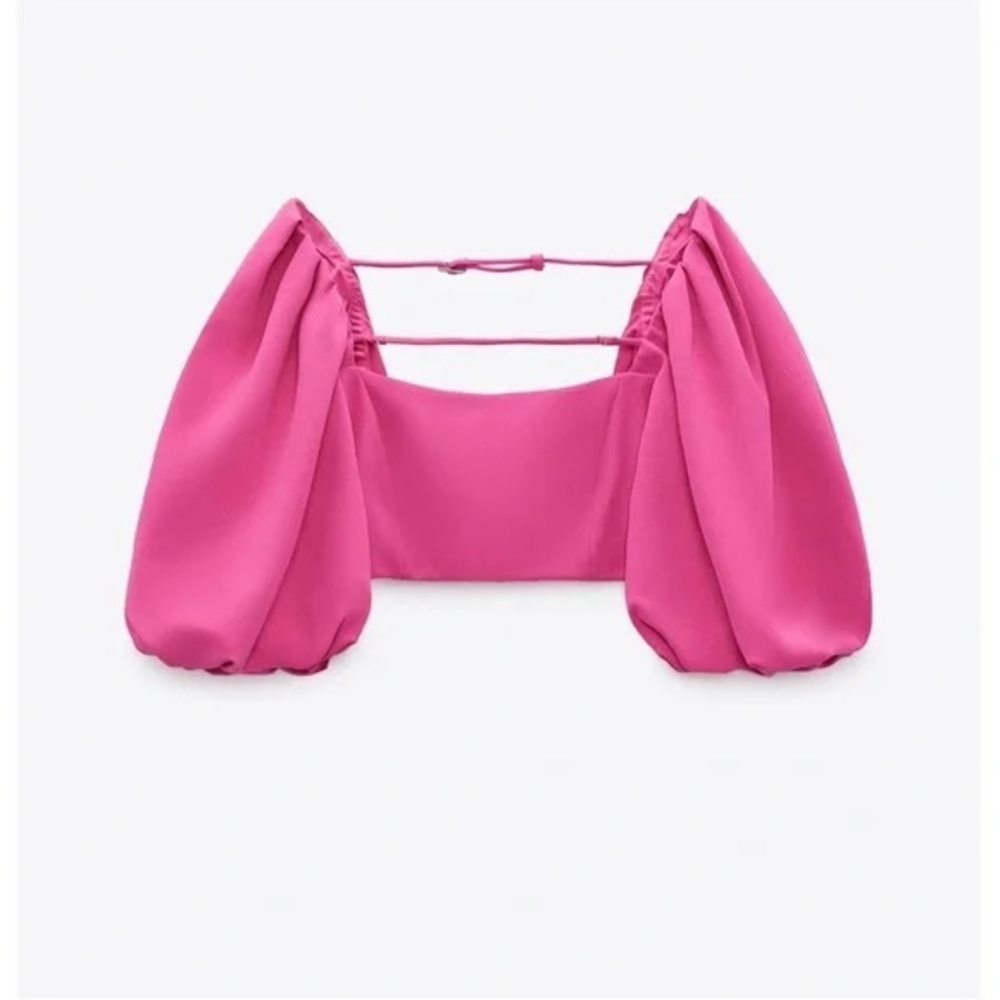 ZARA CROP BALLOON TOP: Fuchsia/Pink ART: 2558/332/630. Size XS